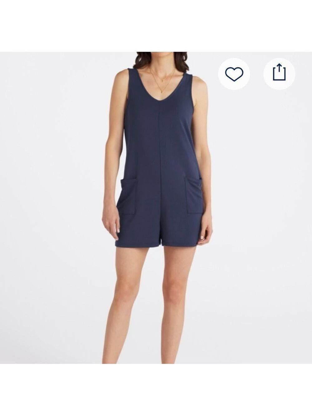 Threads 4 Thought Rainey Patch Pocket Romper Navy Small - Picture 3 of 11